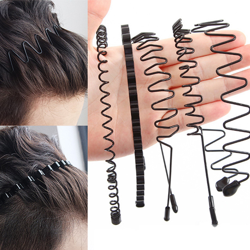 Face Wash Mens - 1Pc Black Metal Wavy Headband Men