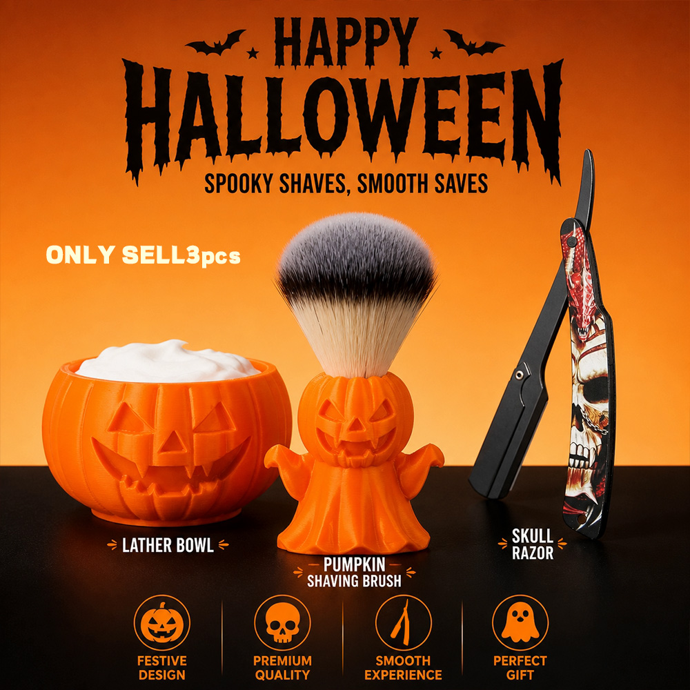 Men'S Grooming Set Gift - 3-Piece Halloween Men's Vintage Shaving Set,