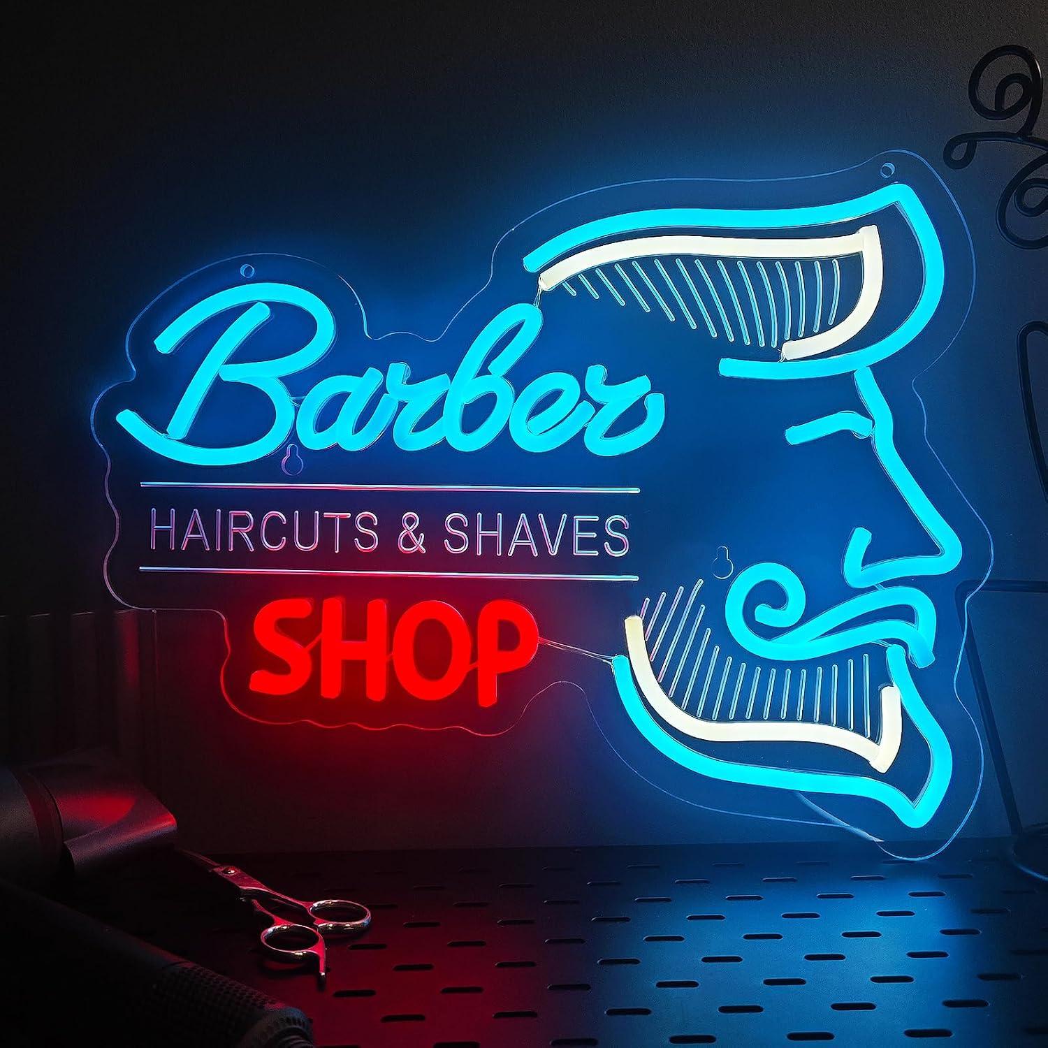 Men'S Grooming Dc - Barber Shop Neon Sign USB Dimmable