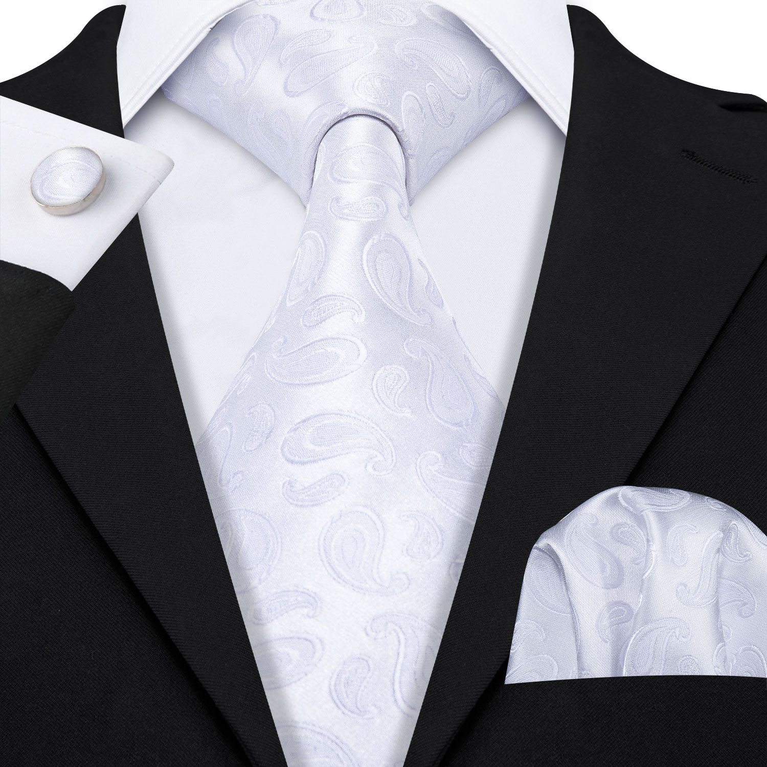 Fashion White Mens Wedding Tie - Men'S Grooming Set Gift review and price